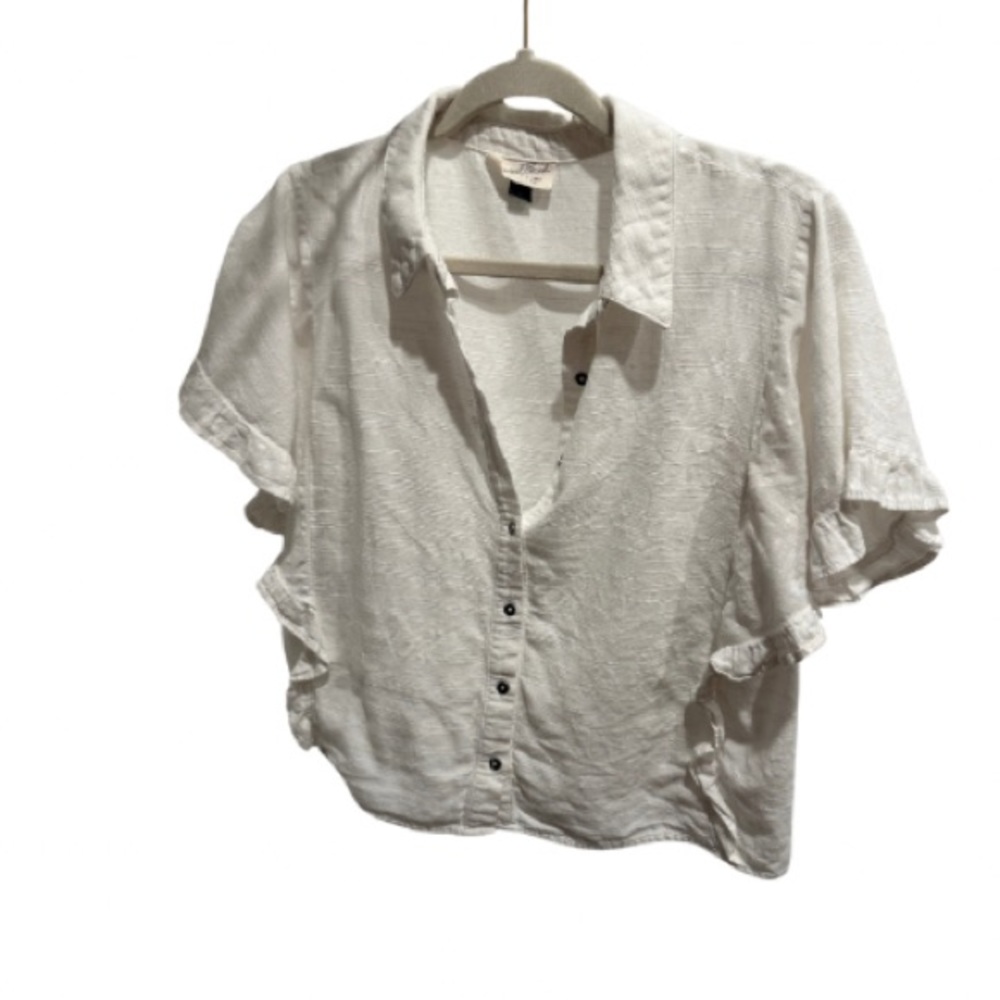 White Flutter Sleeve Blouse